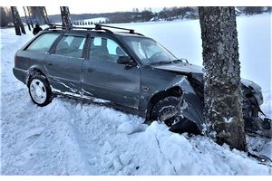 Две «Ауди» столкнулись под Молодечно — одна из них врезалась потом еще и в дерево
